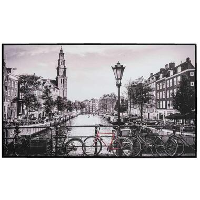 Schilderij Amsterdamse grachten   zwart/wit   118x70 cm   Leen Bakker