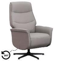 Relaxfauteuil Boaz lederlook   elektrisch verstelbaar   taupe   Leen Bakker