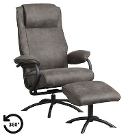 Relaxfauteuil Vincent incl. Hocker   Stof Preston   antraciet   Leen Bakker