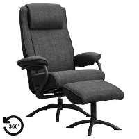 Relaxfauteuil Vincent incl. Hocker   Stof Bjorn   antraciet   Leen Bakker
