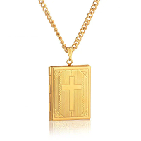 Religieuze Jezus Kruis Locket Hangers Gouden Zilveren Kleur Foto Frame Geheugen Ketting voor Vrouwen/Mannen Stainless St