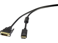 Renkforce RF 3301148 DisplayPort kabel DisplayPort / DVI Adapterkabel DisplayPort stekker, DVI D 24+1 polige stekker 0.50 M Zwart Schroefbaar, Vergulde