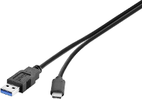 Renkforce RF 4381077 USB kabel USB 3.2 Gen1 USB A stekker, USB C stekker 0.50 M Zwart Vergulde steekcontacten
