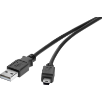 Renkforce RF 4455807 USB kabel USB 2.0 USB A stekker, USB mini B stekker 0.30 M Zwart Vergulde steekcontacten