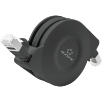 Renkforce RF 4476386 RJ45 Netwerkkabel, patchkabel CAT 6A U/FTP 1.50 M Zwart Platte uitvoering, Incl. Oproller 1 stuk(s)