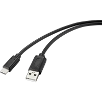 Renkforce RF 4699378 USB kabel USB 2.0 USB C stekker, USB A stekker 1.00 M Zwart Met anti microbacterieel oppervlak