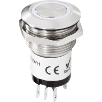 Renkforce RF 4707814 Belknop 1 voudig RVS, Wit 24 V DC/ 2 A, 24 V AC/ 1 A