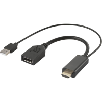 Renkforce RF 4777274 HDMI / DisplayPort Adapterkabel [1x HDMI stekker, USB A 2.0 Stekker   1x DisplayPort bus] Zwart 4K UHD 0.15 M