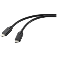 Renkforce RF 5251918 USB laadkabel USB 2.0 USB C stekker, USB C stekker 1.00 M Zwart TPE mantel