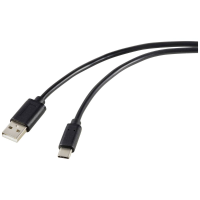 Renkforce RF 5720398 USB kabel USB 2.0 USB C stekker, USB A stekker 1.80 M Zwart Afscherming totaal