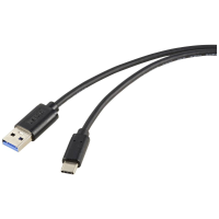 Renkforce RF 5720404 USB kabel USB 3.2 Gen2 USB C stekker, USB A stekker 1.00 M Zwart Afscherming totaal