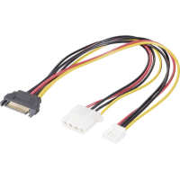 Renkforce Stroom Y kabel [1x SATA stroomstekker   1x IDE stroombus 4 polig, Floppy stekker 4 polig] 0.20 M Zwart, Rood, Geel