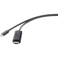 Renkforce USB C / HDMI Adapterkabel USB C stekker, HDMI A stekker 0.50 M Zwart UHD 4K @ 60 Hz RF 4531590 USB C displaykabel