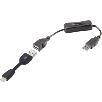 Renkforce USB kabel USB 2.0 USB A stekker, Apple Lightning stekker 0.30 M Zwart Incl. Aan/uitschakelaar, Vergulde steekcontacten RF 3346622