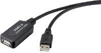 Renkforce RF 4535084 USB kabel USB 2.0 USB A stekker, USB A bus 10.00 M Zwart Actief met signaalversterking