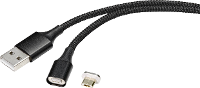 Renkforce RF 4746074 USB kabel USB 2.0 USB A stekker, USB micro B stekker 1.00 M Zwart Magnetische stekker