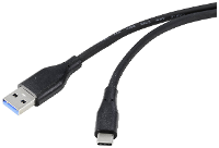 Renkforce USB kabel USB 3.2 Gen1 USB A stekker, USB C stekker 1.00 M Zwart PVC mantel, Zeer flexibel RF 4995172
