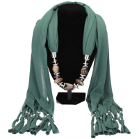 Resin Pendant Tassel Scarf Necklace Women Jewelry Autumn Winter