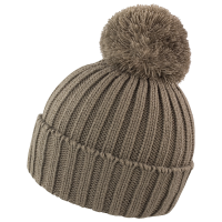 Result grof gebreide wintermuts met pompon   beige   Wintermutsen voor dames/heren