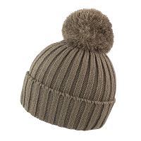Result grof gebreide wintermuts met pompon   taupe   Wintermutsen voor dames/heren