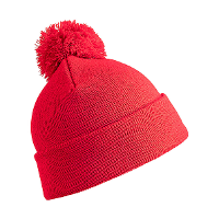 Trendy warme wintermuts in het rood   met pom pom   voor kinderen
