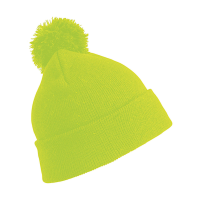 Warme wintermuts met pom pom voor volwassenen   Fluor geel   Dames/heren   100% acryl