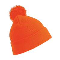 Warme wintermuts met pom pom voor volwassenen   Oranje   Dames/heren   100% acryl