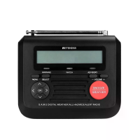 Retekes TR625 Draagbare NOAA radio Noodweerwaarschuwingsradio met Digitale Wekker Stemwaarschuwing Knipperende LED waars