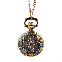 Retro Blossom Carved Pattern Necklace Pocket Watch S029