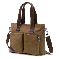 Retro Canvas Hand Laptop Aktetas Eenvoudige Casual Mannen Schouder Crossbody Tas voor Werk Dagelijks Reizen Gebruik