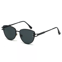 Retro Driehoekige Cat Eye Zonnebril UV Bescherming Metaal Frame Lichtgewicht Hoge Definitie Lens Stylisch Buiten Eyewear