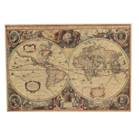 Retro Kraft Paper 1641 Old Globe Navigation Map Home Decor