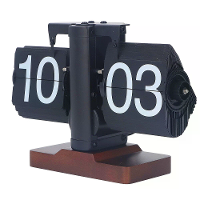 Retro Mechanische Flip Klok Vierkante Houten Basis 24 Uur Retro Stijl Flip Down Klok Bureau Decoratie Multifunctionele F