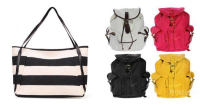 Retro Navy Striped Canvas Single Shoulder Bag