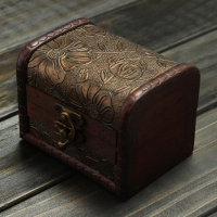 Retro Vintage Flower Printed Wooden Jewelry Storage Box Case