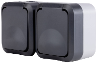 REV 0004090400 Wandcontactdoos dubbel Compleet AquaStorm Lichtgrijs, Zwart 1 stuk(s)
