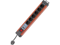 REV 0014653613 Stekkerdoos met schakelaar 6 voudig Zwart/rood Randaarde stekker