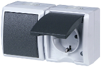 REV 0510231777 Schakel /stopcontact combinatie Compleet AquaForm Lichtgrijs 1 stuk(s)