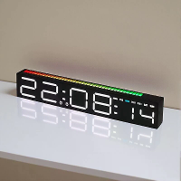 RGB Lichttafelklok LED Alarmklok Luidspreker Display Kleurig 3 Niveaus Helderheid Dubbele Modus LED Lamp Strip Rhythm Pi