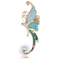 Rhinestone Crystal Butterfly Clip On Ear Cuff 16k Gold Plated