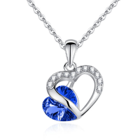Rhinestone Crystal Heart Shaped Pendant Necklace For Women