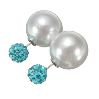 Rhinestone Pearl Double Sides Balls Ear Stud Earrings For Women