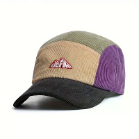 Ribfluweel Kleur Block Baseballpet Mode Retro Unisex Verstelbare Hoed Comfortabel Ademend Ronde Kroon Geborduurde Puntig