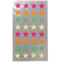 Hobby stickers   128x stuks   sterren neon kleuren   sticker etiketten   dia 18 mm