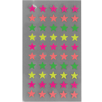 Hobby stickers   200x stuks   sterren neon kleuren   sticker etiketten   dia 10 mm