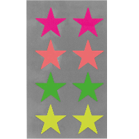 Hobby stickers   32x stuks   sterren neon kleuren   sticker etiketten   dia 25 mm