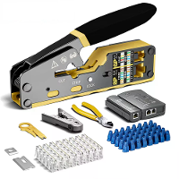RJ45 Krimp Tool Kit Pass Through Krimpers Kabel Tester Draad Cutter Cat6 Connectoren Spanning Verlichting Laarsjes Ether