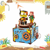 Robotime Diy Wooden Assembled Hand Cranked Music Box Wooden Assembly Model Kit