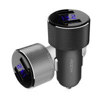 ROCK Sitor 3.4A LED Real time Monitor Dual USB Fast Car Charger For Mobile Phone Tablet Camera