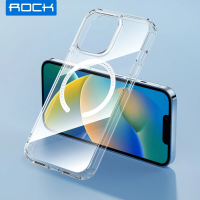 Rock voor iPhone 14/14 Pro / 14 Pro Max magnetische transparante hoes, hoes voor iPhone draadloos opladen Ultradunne TPU